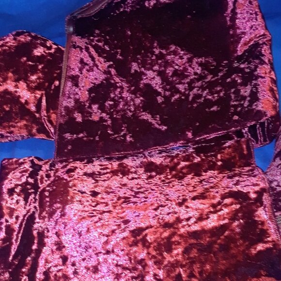 DEDICATE OVER THE KNEE BOOTS / CRUSH VELVET  / BURGUNDY - Picture 6 of 7